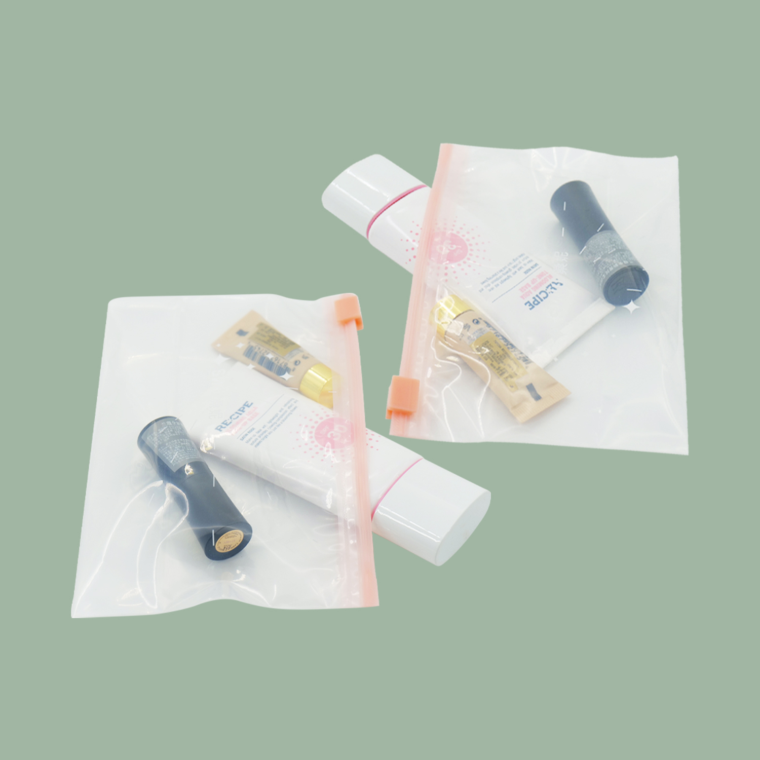 Cosmetic Recycled Zipper Packaging Bag