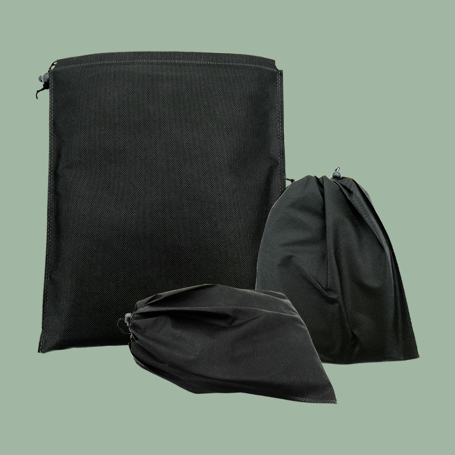 Black Non-woven Drawstring Bag