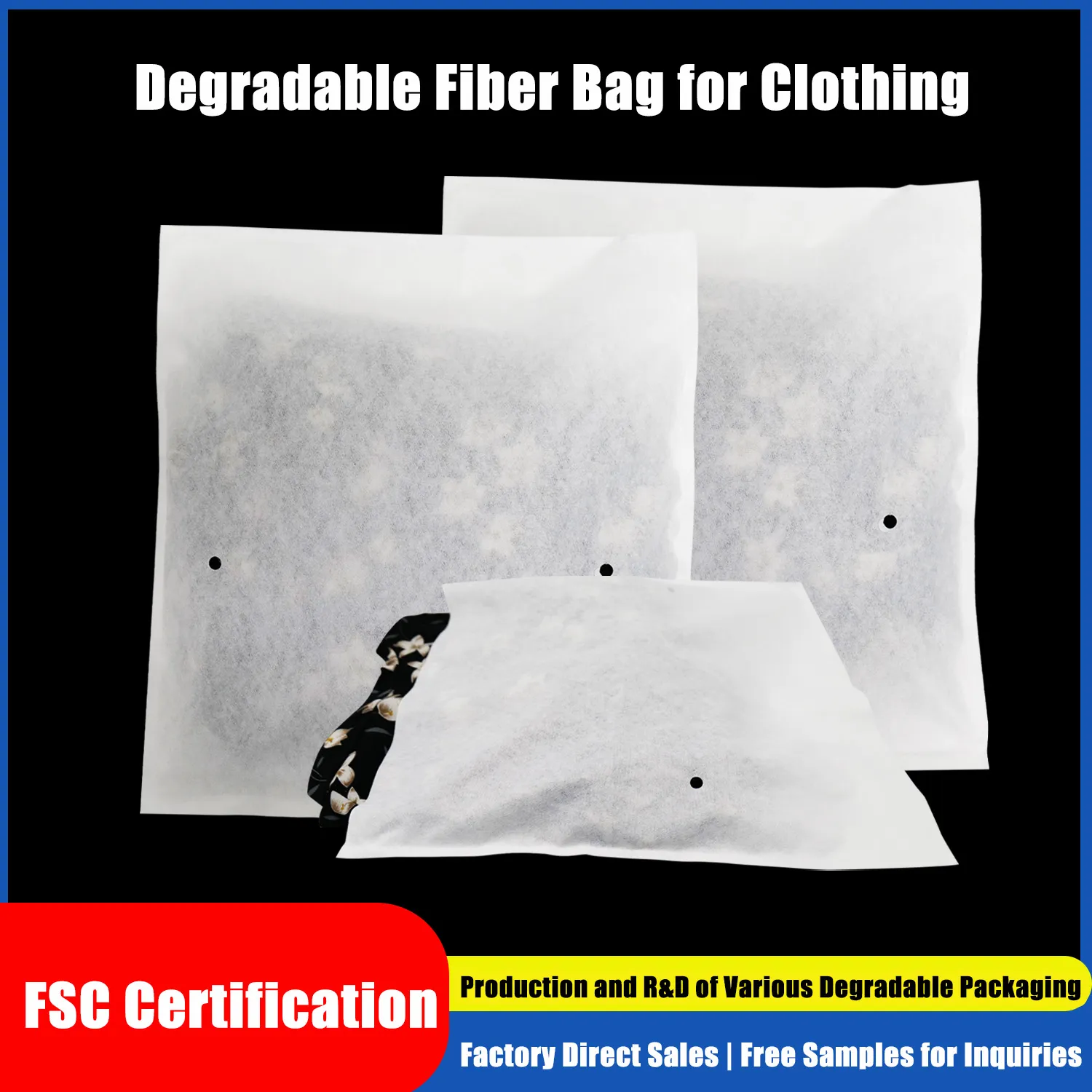 Degradable fiber bags for clothing packaging