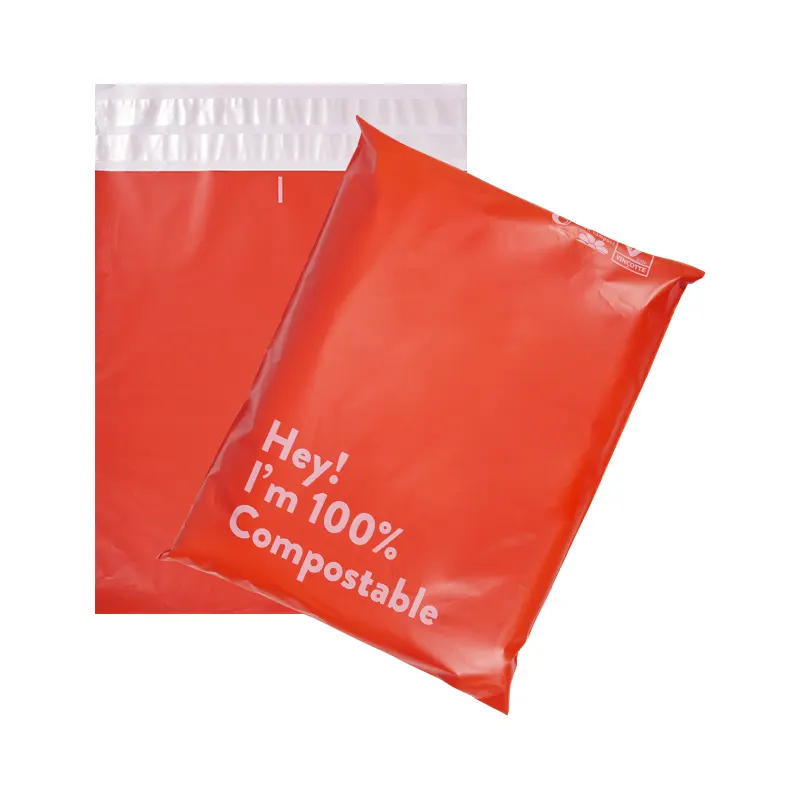 Vibrant Red Biodegradable Mailing Bags Strong Dual Self Seal Waterproof Protecti