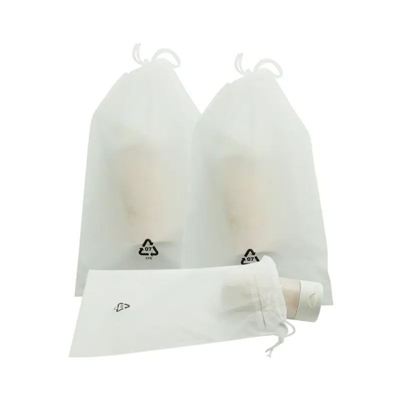 Professional Beauty Packaging CPE Drawstring Bags with Ventilation Holes for Cos